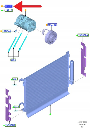 SPRĘŻARKA KLIMATYZACJI 5.0 FORD MUSTANG 15- 17 OE 2377435 _ FR3B-19D629-BH
