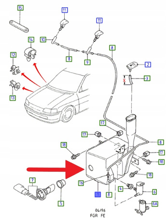 ZBIORNIK SPRYSKIWACZY SZYBY PRZÓD SCORPIO 94- 98 OE 7195774 _ 95GG-17610-AB