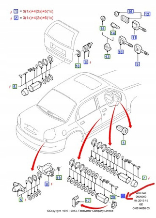 WKŁADKA ZAMKA PRAWY PRZÓD FORD MONDEO Mk1 Mk2_7111468_93BB-F220K51-AA