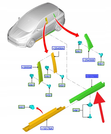 LISTWA PROGOWA LEWY TYŁ FORD C-MAX 2010- OE 1875336 _ AM51-R10155-AF