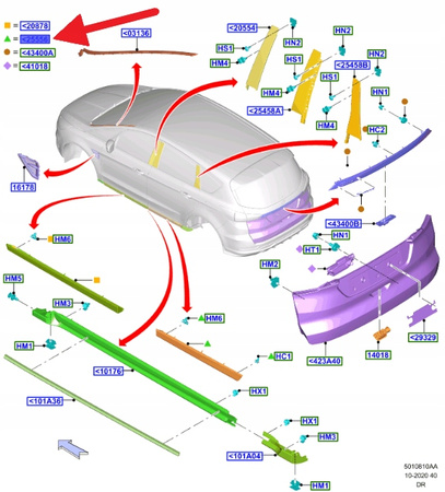 LEWA LISTWA DRZWI TYŁ FORD S-MAX 2015- OE 2108404 _ EM2B-R254A77-BFXWAA