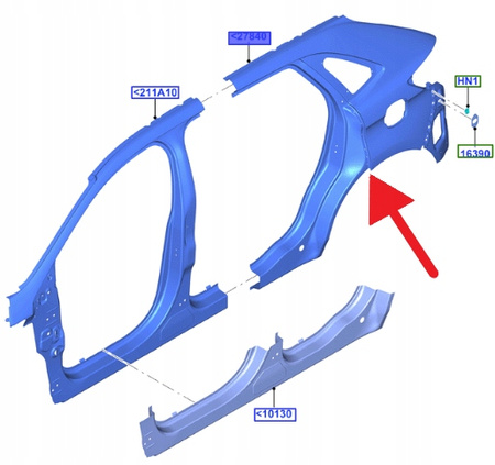 BŁOTNIK LEWY TYLNY FORD EDGE 2016- 18 OE 2022519 _ FT4B-R27851-AT