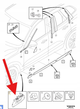 ŚLIZG PRAWY BŁOTNIKA NAKŁADKA PROGU VOLVO XC60 2018- OE 32216698