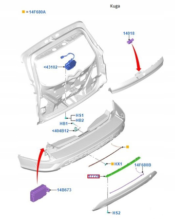 PŁYTA WSPORNIKA ZDERZAK TYŁ FORD KUGA Mk2 2012- 2271812 _ CV44-17H760-AC