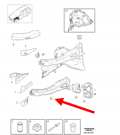 PODŁUŻNICA LEWA PRZÓD VOLVO XC90 2016- OEM/OE 31448142