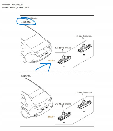 Lampka tablicy rejestracyjnej - Mazda 3 BP Sedan_B0J85126Y 