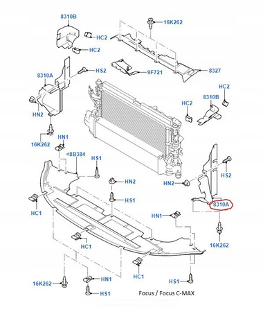 DEFLEKTOR CHŁODNICY LEWY FORD FOCUS Mk2 2003-2008_1252551_3M51-8311-AE