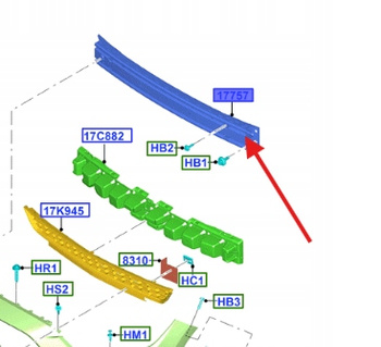 BELKA ZDERZAKA PRZEDNIEGO FORD MUSTANG 2015- 23- OE 2597388 _ PR3B-17750-BA