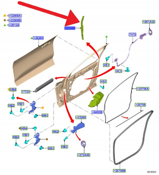 OSŁONA KRAWĘDZI DRZWI PRAWY PRZÓD FORD FOCUS 18- 2402885 _ JX7B-A265B12-AB