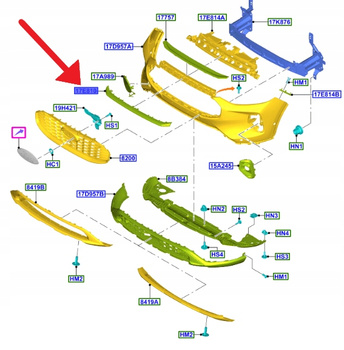 LISTWA GÓRNA ZDERZAKA PRZÓD FORD KUGA 2024- 2784541 _ PV4B-17F788-AAE