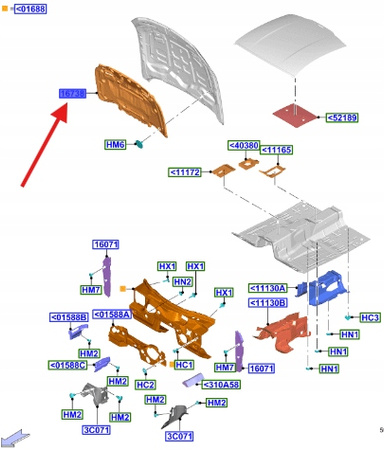 WYGŁUSZENIE MASKI 5.0 V8 FORD MUSTANG GT 2018- OE 2460387 _ KR3B-6316738-CC
