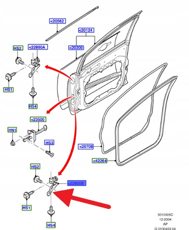 ZAWIAS DOLNY DRZWI LEWY PRZÓD KUGA FOCUS 2007- 5012195 _ 3M51-R22811-BC