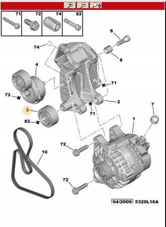 Rolka pośrednia paska osprzętu Citroen C2 OE 1611422980