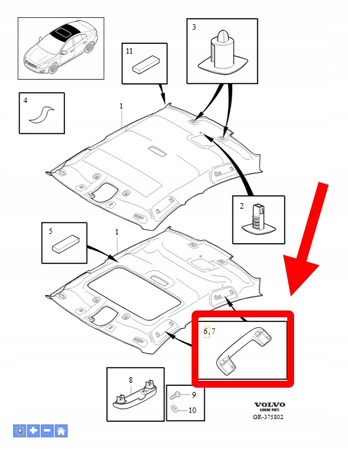 RĄCZKA PODSUFITKI PRZÓD VOLVO XC90 2016- S90L S60 V60 V40 OEM/OE 39834460