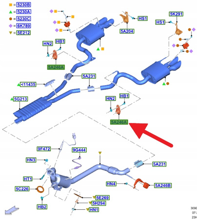 UCHWYT TŁUMIKA 2.3 EB FORD MUSTANG 2015- 23- OE 5310782 _ FR33-5A242-AC