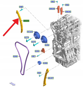 ŚLIZG ŁAŃCUCHA ROZRZĄDU 2.0 EB MONDEO EDGE KUGA 20- 2250476 _ K2GE-6K255-AA