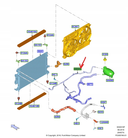 PRZEWÓD ZBIORNICZKA WYRÓWNAWCZEGO FORD KUGA Mk2 _ 2183412 _ GV61-8C012-AB