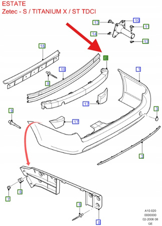 ABSORBER ZDERZAKA TYŁ FORD MONDEO 2000- 2007 OE 1132877 _ 1S71-17A838-BE