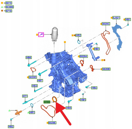 USZCZELKA WAŁU KORBOWEGO PRZÓD FORD MUSTANG RANEGR 5161644 _ XW4E-6700-BA