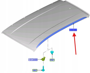 POPRZECZKA BAGAŻNIKA DACHU LH FORD FOCUS MK4 2501115 _ JX7B-N550A63-BF