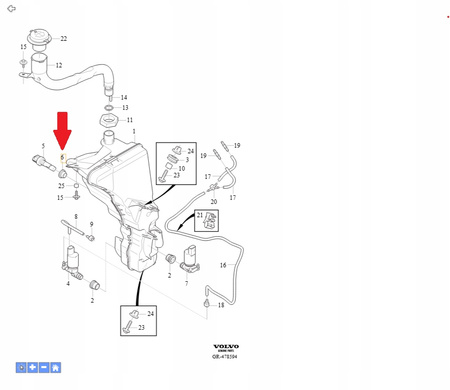 VOLVO uszczelka czujnika poziomu spryskiwacza OE 32328239