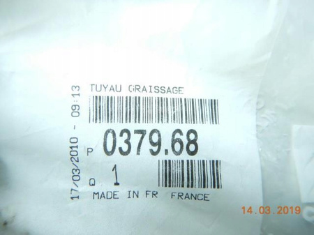 PRZEWÓD OLEJOWY TURBOSPRĘŻARKI CITROEN C2 C3 C4 C5 BERLINGO OE 037968