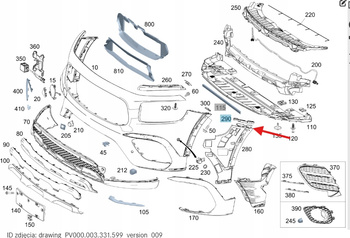 MOCOWANIE ŚLIZG ZDERZAKA PRAWY PRZÓD MERCEDES GLB W247 OE A2478857400