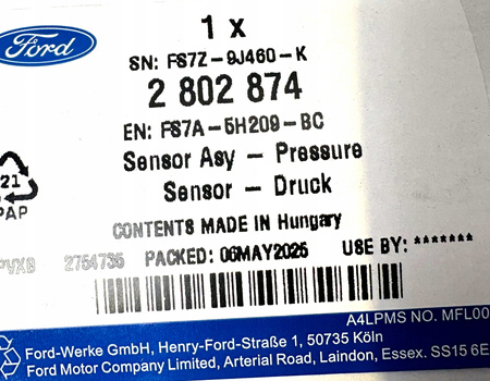 CZUJNIK DPF 2.0 TDCi FORD EDGE SMAX GALAXY 2015- OE 2802874 _ FS7A-5H209-BC