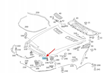 ODBOJNIK MASKI MERCEDES CL W216 S klasa W221 OE A2218800327