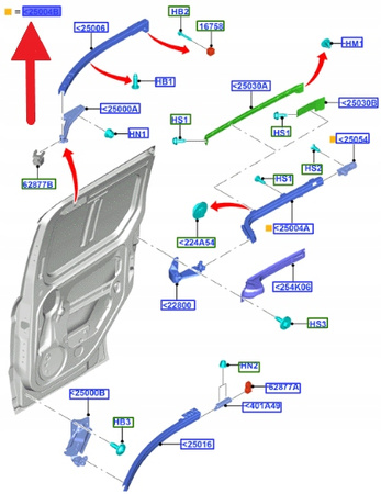 SANKI DRZWI PRZESUWNYCH LEWA FORD CONNECT 2014- 2227059 _ DT11-V25005-BJ