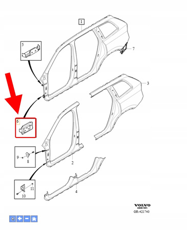 DOLNY WSPORNIK ZAWIASU DRZWI LEWY PRZÓD VOLVO XC90 2016- OEM/OE 31416327