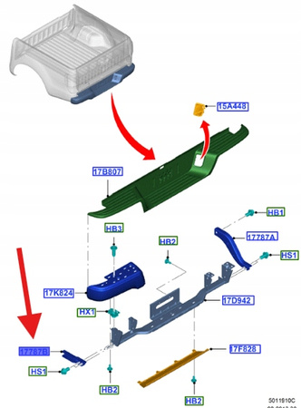 UCHWYT WSPORNIKA TYLNEGO LEWY TYŁ FORD RANGER 2020- 1901446 _ AB39-17788-CB