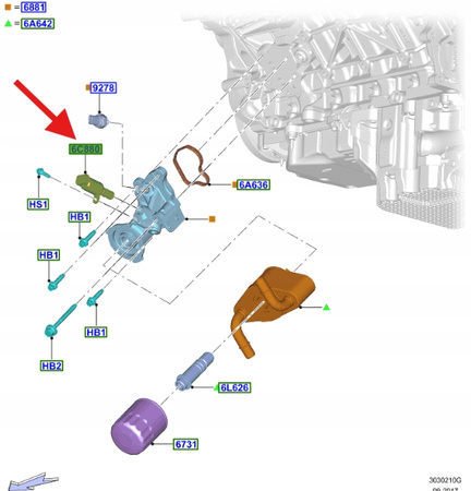 ZAWÓR W PODSTAWIE FILTRA OLEJU FORD MUSTANG KUGA 5351019 _ FT4E-6C880-AC