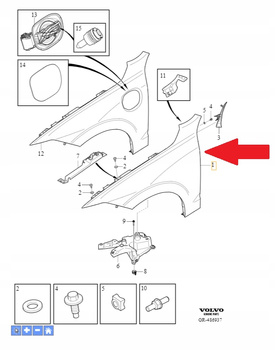 Przedni prawy błotnik Volvo XC60 (18-) OE 32297442