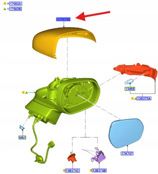 OBUDOWA LUSTERKA PRAWA FORD FIESTA 2017- PUMA 2505137 _ L1TB-17K746-AA57VT