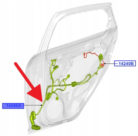 PRZEWÓD DRZWI LEWYCH TYŁ FORD FOCUS 2015- OE 1913382 _ F1ET-14240-LBF