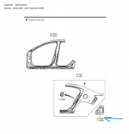 Panel prawy tył błotnik dolny - Mazda 3 BP Sedan_BCJH704A1