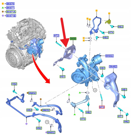 USZCZELKA KOLEKTORA WYDECHOWEGO 1.5 EB FORD FIESTA 2220294 _ JA6G-9L461-AA
