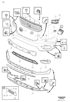 PRAWA KRATKA HALOGENU ZDERZAKA VOLVO XC40 EX40 2018- OE 31449344