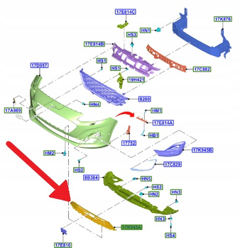 KRATKA DOLNA ZDERZAKA PRZÓD KUGA 2020- 2024 2471835 _ LV4B-17K945-BA5UAW