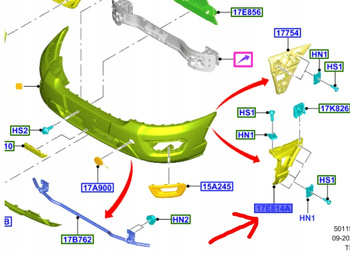 ŚLIZG ZDERZAKA LEWY PRZÓD FORD TRANSIT MK8 2019- 2368582 _ KK31-17D959-AA