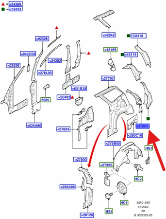 LEWE PRZEDŁUŻENIE SŁUPKA D FORD FOCUS 1998- 05 OE 1104500 _ XS41-N41055-AS