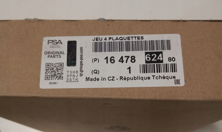 Klocki hamulcowe przednie Citroen Berlingo DS5 OE 1647862480
