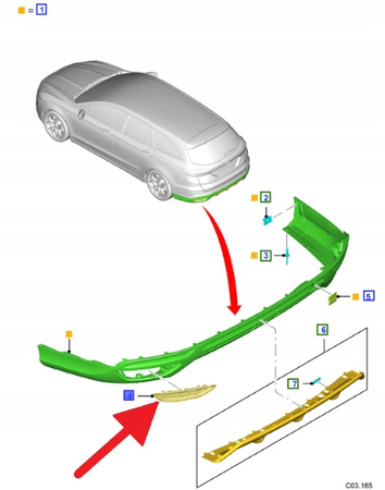 ZAŚLEPKI ZDERZAKA TYLNEGO FORD MONDEO 1893391 _ AMDS7J-17E808-AA5UAW