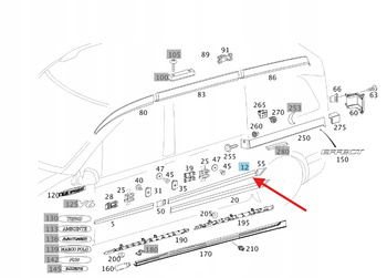 PRAWA LISTWA OZDOBNA DRZWI PRZESUWNYCH MERCEDES VITO W639 OE A6396901162