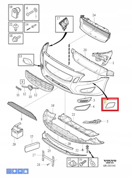 ZAŚLEPKA SPRYSKIWACZA REFLEKTORA PRAWA VOLVO S60 V60 2011- OE 39802699