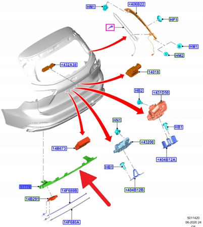 DEFLEKTOR ELEKTRYCZNY KLAPY FORD FOCUS 2018- OE 2343789 _ JX7B-17H760-UB