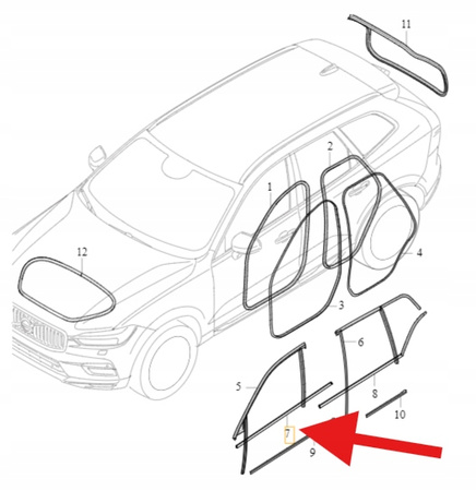 LISTWA ZGARNIAJĄCA DRZWI PRAWY PRZÓD VOLVO XC40 EX40 2018- OE 31457001