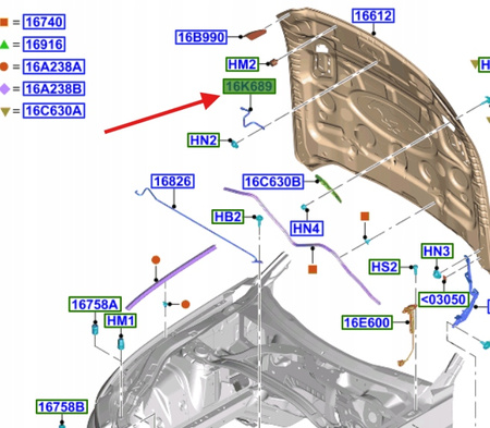 ZACZEP ZAMKA MASKI FORD MUSTANG Mk6 2015- 17- 5316947 _ FR3B-16A944-AD