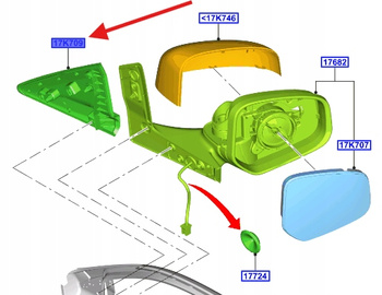 LEWA OBUDOWA TRÓJKĄT LUSTERKA TRANSIT COURIER 2454912 _ ET76-17E677-AH5JA6